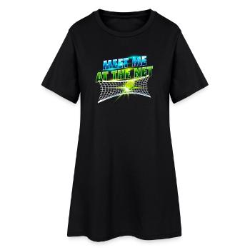 Meet Me At The Net Tennis Player Humor - Women’s T-Shirt Dress - black - Front