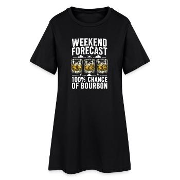 Weekend Forecast Bourbon Humor Design - Frauen T-Shirt-Kleid - Schwarz - Vorne