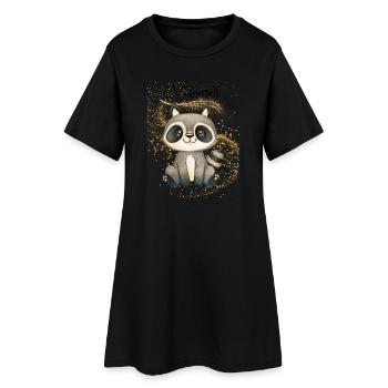 Raton laveur mignon sur paillettes - Robe T-shirt Femme - noir - Devant