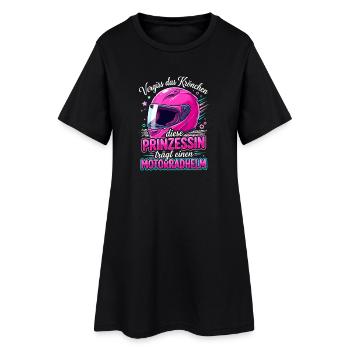Motorrad Prinzessin Helm Biker Girl Spruch - Frauen T-Shirt-Kleid - Schwarz - Vorne