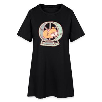 Mignon hamster courant sur une roue - Robe T-shirt Femme - noir - Devant