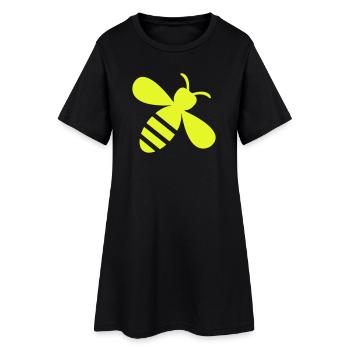 Jaune néon abeille sur fond noir - Robe T-shirt Femme - noir - Devant