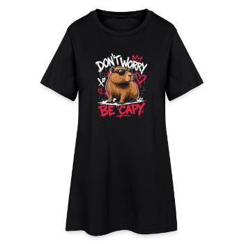 Don't Worry Be Capy - Women’s T-Shirt Dress - black - Front