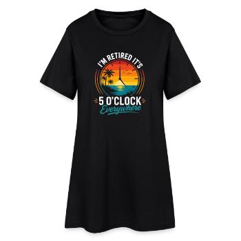 Retirement Beach Clock – 5 p.m. Anywhere - Women’s T-Shirt Dress - black - Front
