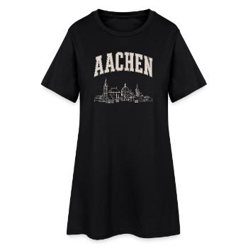 Aachen Skyline Panorama - Frauen T-Shirt-Kleid - Schwarz - Vorne