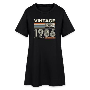 Cadeau vintage d’anniversaire 1986 rétro - Robe T-shirt Femme - noir - Devant