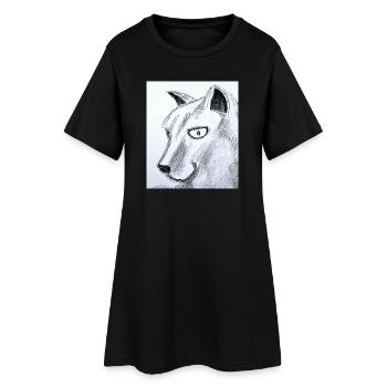 Katzenkopf Skizze im Bleistift - Frauen T-Shirt-Kleid - Schwarz - Vorne