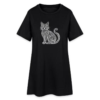Croquis du chat - Robe T-shirt Femme - noir - Devant