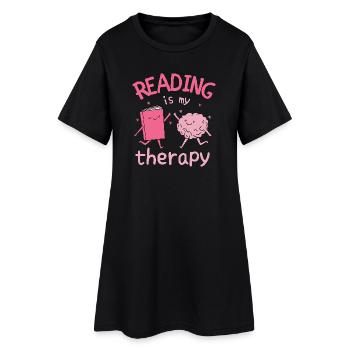 Lesen ist meine Therapie - Frauen T-Shirt-Kleid - Schwarz - Vorne