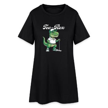 Tee Rex Dinosaurier-Golf Lustiger Golfer-Humor - Frauen T-Shirt-Kleid - Schwarz - Vorne