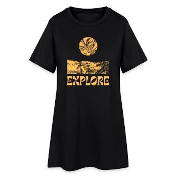 Entdecken Sie die Mountains Sun - Frauen T-Shirt-Kleid - Schwarz - Vorne