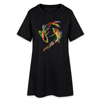 Bunte Karpfen - Frauen T-Shirt-Kleid - Schwarz - Vorne