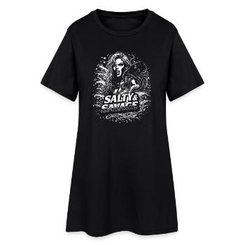 Salty & Savage - Frauen T-Shirt-Kleid - Schwarz - Vorne