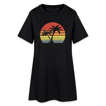 Palm Tree Retro Sun - Robe T-shirt Femme - noir - Devant