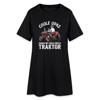 Coole Opas fahren mit ihren Enkeln Traktor - Frauen T-Shirt-Kleid - Schwarz - Vorne