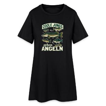 Coole Jungs gehen Angeln Vintage Fische - Frauen T-Shirt-Kleid - Schwarz - Vorne