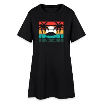 Palmier de plage et soleil - Robe T-shirt Femme - noir - Devant