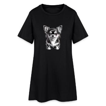 Chihuahua - Frauen T-Shirt-Kleid - Schwarz - Vorne