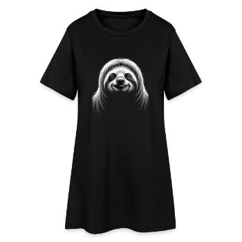 Faultier - Frauen T-Shirt-Kleid - Schwarz - Vorne