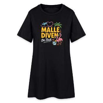 Malle Diven On Tour Damen Flamingo Mallorca Party - Frauen T-Shirt-Kleid - Schwarz - Vorne