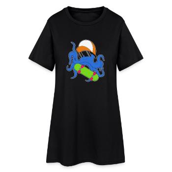 Octopus Skater Skateboard Sport - Women’s T-Shirt Dress - black - Front