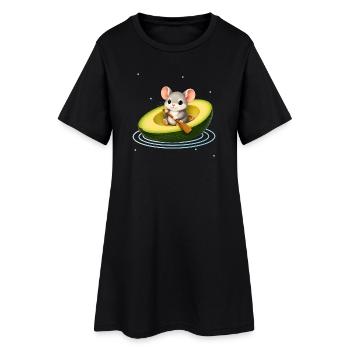 Souris mignonne dans un motif animal Kawaii à l’avocat - Robe T-shirt Femme - noir - Devant