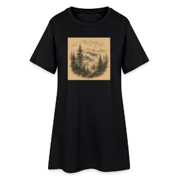 Sepia Forest Mist Landscape - Women’s T-Shirt Dress - black - Front