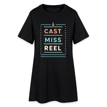 Miss Reel Nautique Pastel - Robe T-shirt Femme - noir - Devant