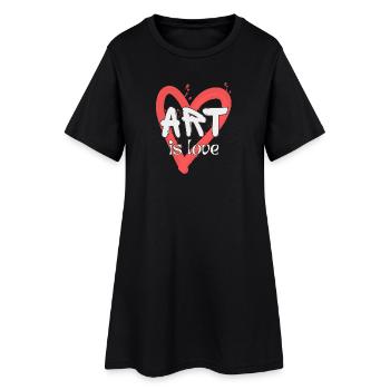 L’art est l’amour, blanc sur rouge entendu - Robe T-shirt Femme - noir - Devant