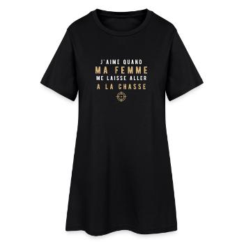 j'aime quand ma femme me laisse aller a la chasse - Robe T-shirt Femme - noir - Devant