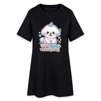 Chien à barbe à papa - mignon Bichon Frisé design - Robe T-shirt Femme - noir - Devant