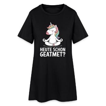  Heute Schon Geatmet Einhorn Yoga Meditation - Frauen T-Shirt-Kleid - Schwarz - Vorne