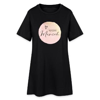 Herzensmensch - Frauen T-Shirt-Kleid - Schwarz - Vorne