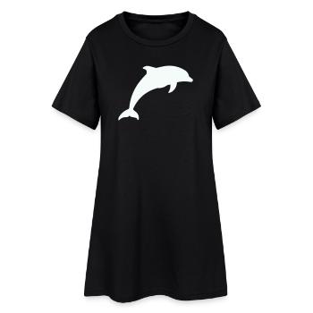 Silhouette de dauphin lumineux - Robe T-shirt Femme - noir - Devant