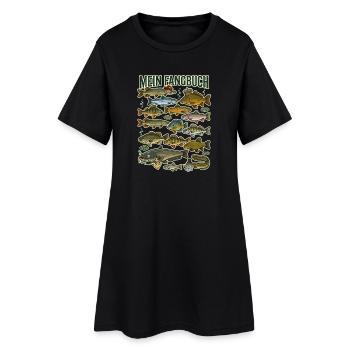 Mein Fangbuch Lustige Fische Angler Vintage - Frauen T-Shirt-Kleid - Schwarz - Vorne
