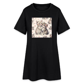 Étreinte sincère de Pastel Kittens - Robe T-shirt Femme - noir - Devant