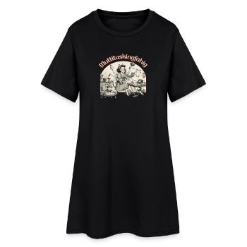 Multitasking? Nein. Muttitasking - Chaos? Läuft! - Frauen T-Shirt-Kleid - Schwarz - Vorne