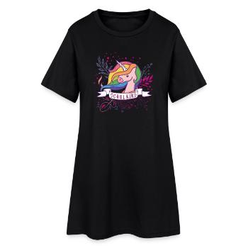 Schulkind Unicorn Regenbogen  - Frauen T-Shirt-Kleid - Schwarz - Vorne