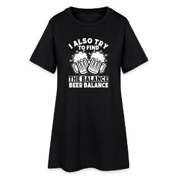 Pilates Enthusiasts Try To Find The Beer Balance - Frauen T-Shirt-Kleid - Schwarz - Vorne
