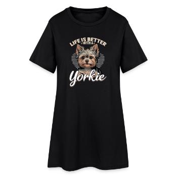 Yorkshire Terrier Yorkshire Race de chien Yorkshire - Robe T-shirt Femme - noir - Devant