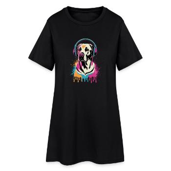 Labrador avec casque - Robe T-shirt Femme - noir - Devant