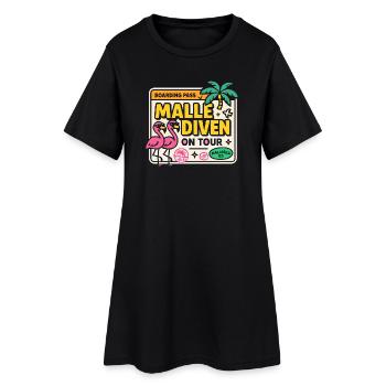 Malle Diven On Tour Damen Flamingo Mallorca Party - Frauen T-Shirt-Kleid - Schwarz - Vorne