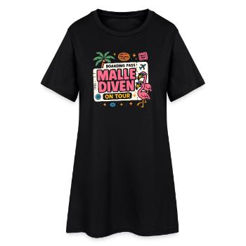 Malle Diven On Tour Damen Flamingo Mallorca Party - Frauen T-Shirt-Kleid - Schwarz - Vorne