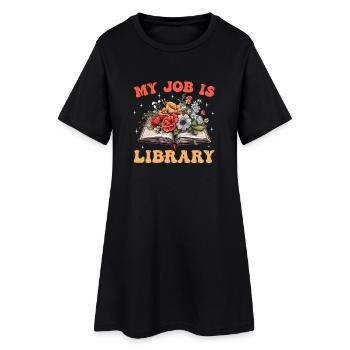 Mon travail est le livre de fleurs à la bibliothèque - Robe T-shirt Femme - noir - Devant