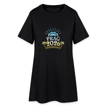 Prag 2026 Bunt - Frauen T-Shirt-Kleid - Schwarz - Vorne