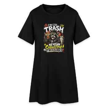 Raccoon Treasure Rocker - Frauen T-Shirt-Kleid - Schwarz - Vorne