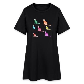 félin - Robe T-shirt Femme - noir - Devant
