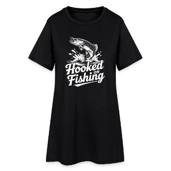 Graphique de pêche accroché - Robe T-shirt Femme - noir - Devant