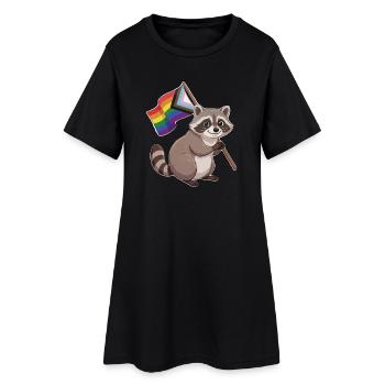 LGBTQ-Pride-Monat – Lustiger Pride-Waschbär - Frauen T-Shirt-Kleid - Schwarz - Vorne