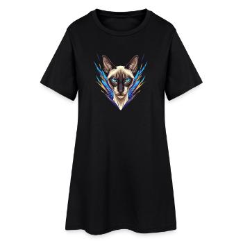 Siamese Cat Neon Style - Women’s T-Shirt Dress - black - Front